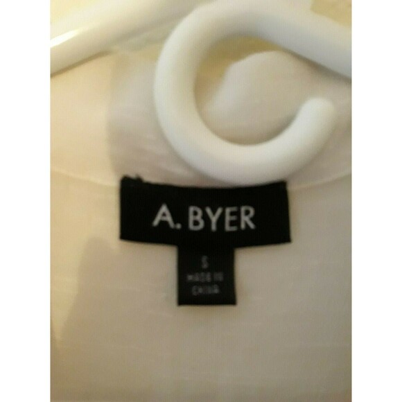 A Byer Womens White and Blue Button Down Shirt Top Blouse Size S - Picture 3 of 3